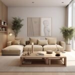 كنب حرف L ديسين مخمل بيج