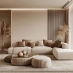 كنب حرف L رافينيل مخمل بيج