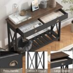 ⁦طاولة كونسول خشب مع درج تخزين وإطار جانبي⁩ - الصورة ⁦5⁩